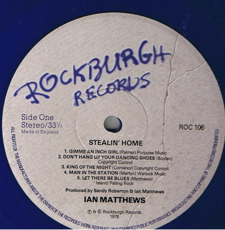 Ian Matthews* : Stealin' Home (LP, Album, Blu)