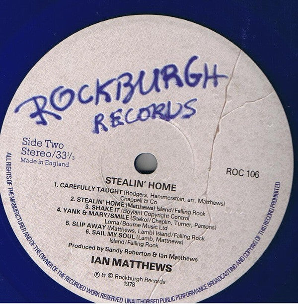 Ian Matthews* : Stealin' Home (LP, Album, Blu)