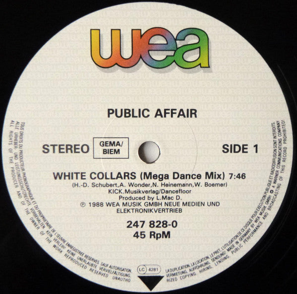 Public Affair : White Collars (Maxi-Version) (12", Maxi)