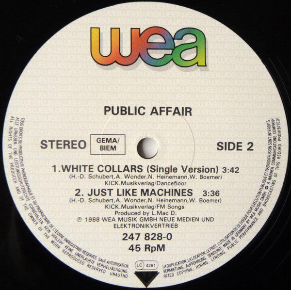 Public Affair : White Collars (Maxi-Version) (12", Maxi)