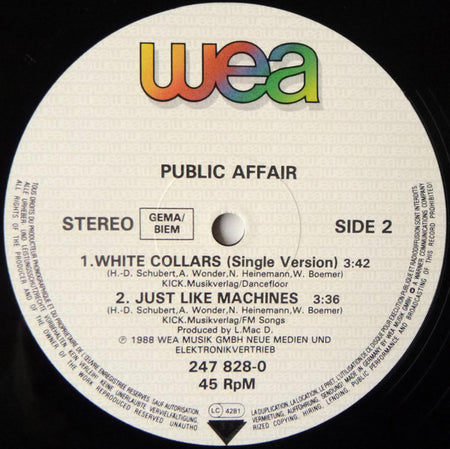 Public Affair : White Collars (Maxi-Version) (12", Maxi)