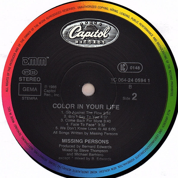 Missing Persons : Color In Your Life (LP, Album)