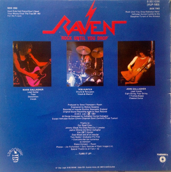 Raven (6) : Rock Until You Drop (LP, Album, RE)