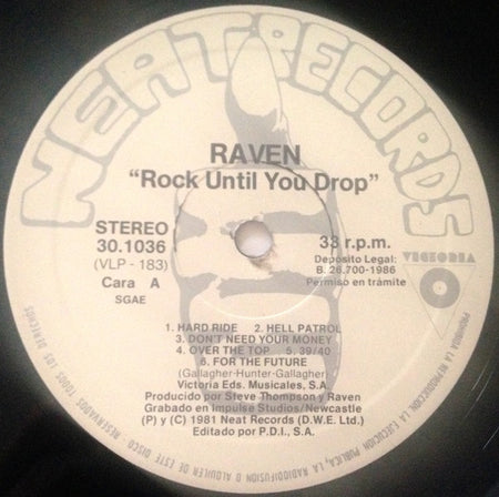 Raven (6) : Rock Until You Drop (LP, Album, RE)
