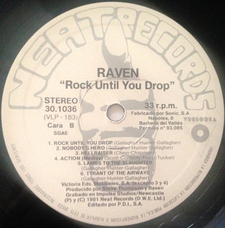 Raven (6) : Rock Until You Drop (LP, Album, RE)