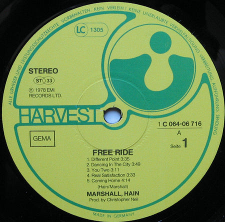 Marshall Hain : Free Ride (LP, Album)