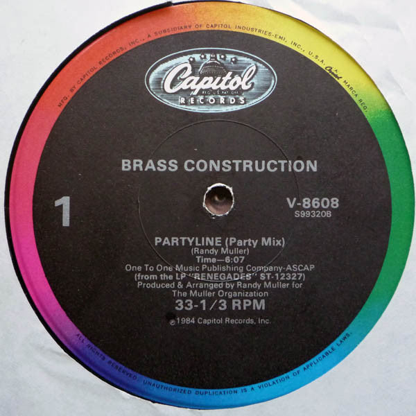 Brass Construction : Partyline (12", Single)