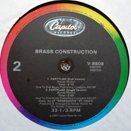 Brass Construction : Partyline (12", Single)