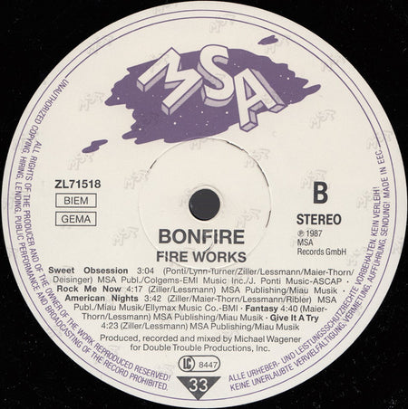 Bonfire : Fire Works (LP, Album)