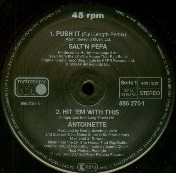 Salt 'N' Pepa / Antoinette : Push It (Remix) / Hit 'Em With This / I Am Down (12", Maxi)