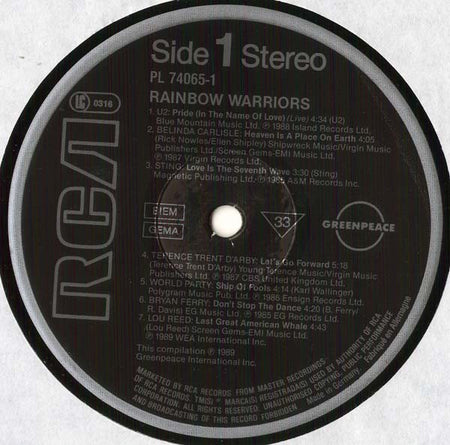 Various : Greenpeace Rainbow Warriors (2xLP, Comp, Gat)