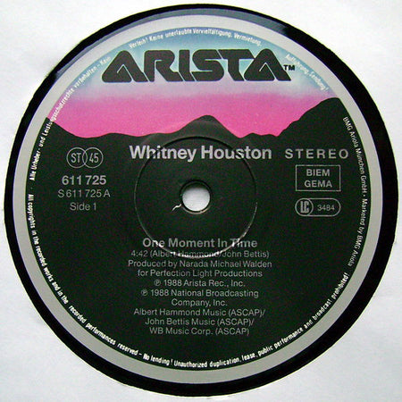 Whitney Houston : One Moment In Time (12", Maxi)