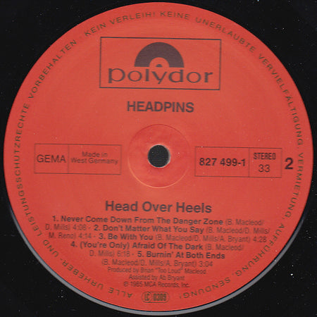 Headpins : Head Over Heels  (LP, Album)