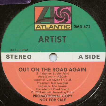 Artist (4) : Out On The Road Again (12", Promo)