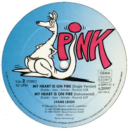 Lyane Leigh : My Heart Is On Fire (12", Maxi)