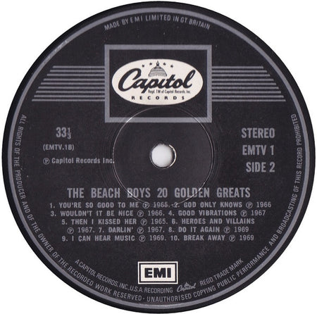 The Beach Boys : 20 Golden Greats (LP, Comp)