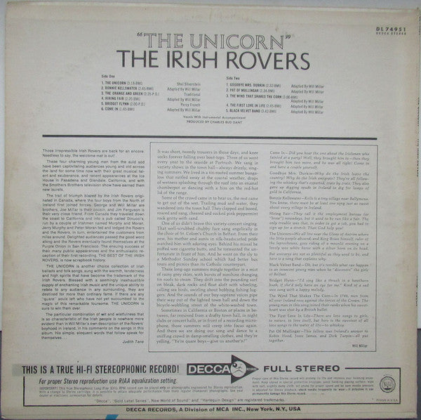 The Irish Rovers : The Unicorn (LP, Album, Glo)