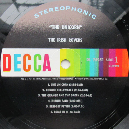 The Irish Rovers : The Unicorn (LP, Album, Glo)