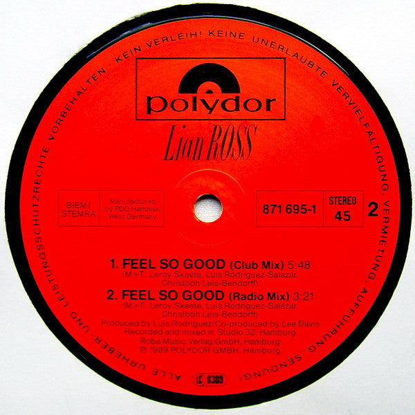 Lian Ross : Feel So Good (12")