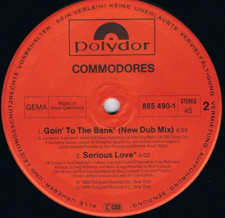 Commodores : Goin' To The Bank (Credit Card Mix) (12")