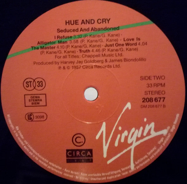 Hue And Cry* : Seduced And Abandoned (LP, Album)