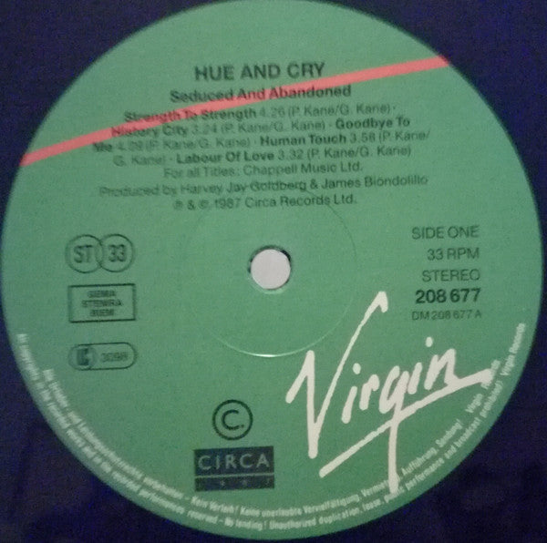Hue And Cry* : Seduced And Abandoned (LP, Album)