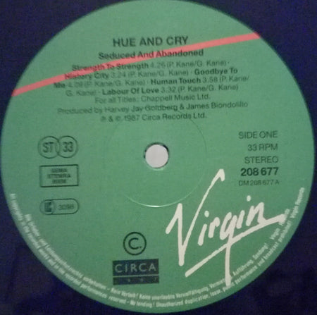 Hue And Cry* : Seduced And Abandoned (LP, Album)