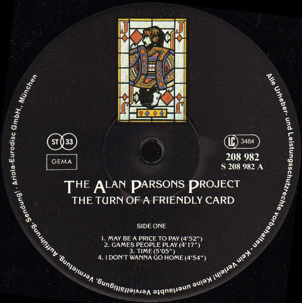 The Alan Parsons Project : The Turn Of A Friendly Card (LP, Album, RE)