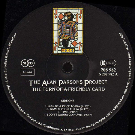 The Alan Parsons Project : The Turn Of A Friendly Card (LP, Album, RE)