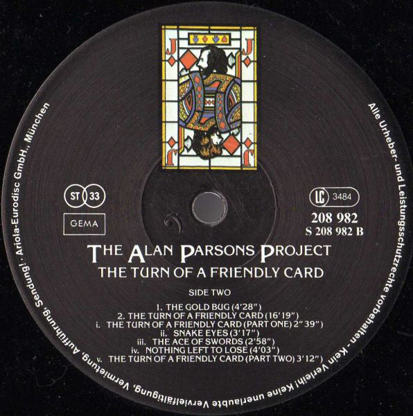 The Alan Parsons Project : The Turn Of A Friendly Card (LP, Album, RE)