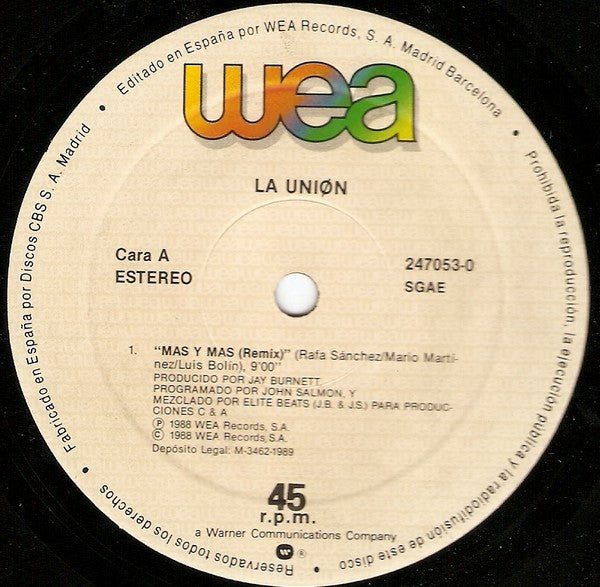 La Unión : Más Y Más (Hot Acid) (12")