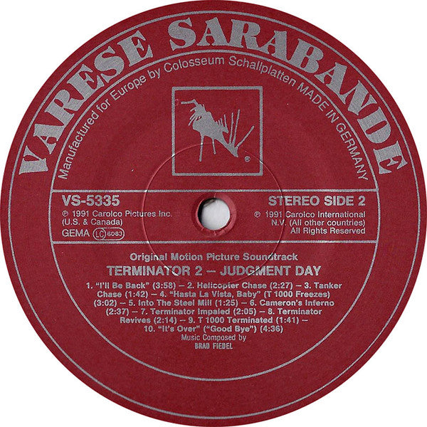 Brad Fiedel : Terminator 2: Judgment Day (Original Motion Picture Soundtrack) (LP, Album)