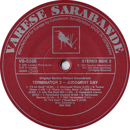 Brad Fiedel : Terminator 2: Judgment Day (Original Motion Picture Soundtrack) (LP, Album)