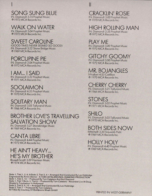 Neil Diamond : 20 Diamant Hits (LP, Comp)