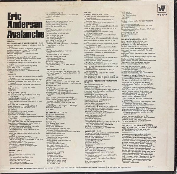 Eric Andersen (2) : Avalanche (LP, Album, Ter)