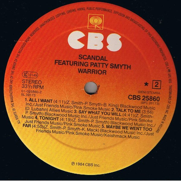 Scandal (4) Featuring Patty Smyth : Warrior (LP, Album)