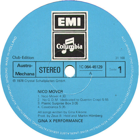 Gina X Performance : Nice Mover (LP, Album, Club, RE)