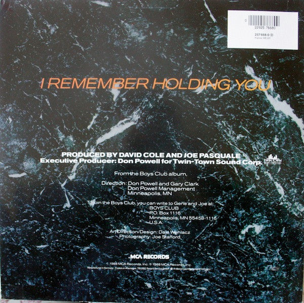 Boys Club : I Remember Holding You (12", Single)