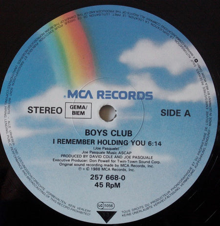 Boys Club : I Remember Holding You (12", Single)