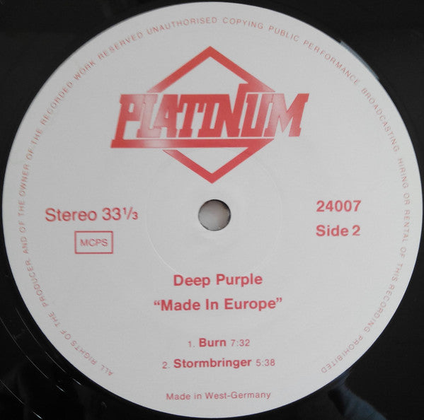 Deep Purple : Made In Europe (LP, Album, RE)