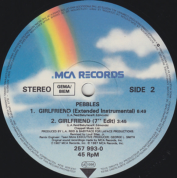 Pebbles : Girlfriend (Dance Remix) (12", Maxi)