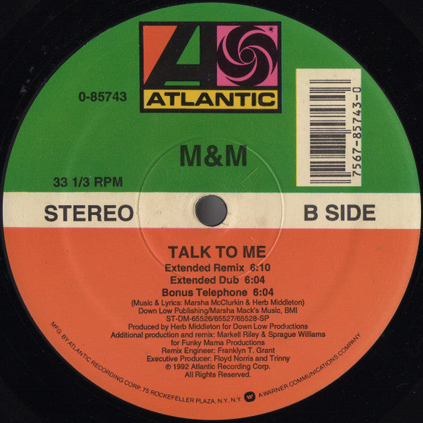 M & M (4) : Talk To Me (12")