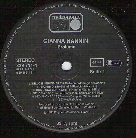 Gianna Nannini : Profumo (LP, Album)