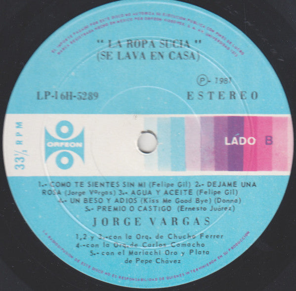 Jorge Vargas (4) : Vete La Ropa Sucia (LP)