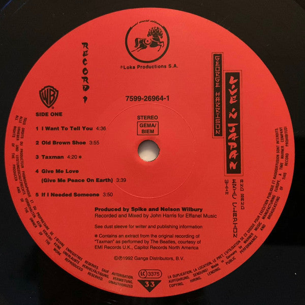 George Harrison : Live In Japan With Eric Clapton And Band (2xLP, Album)