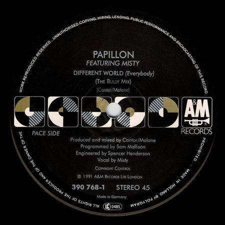 Papillon (2) : Different World (Everybody) / The Bully (12")