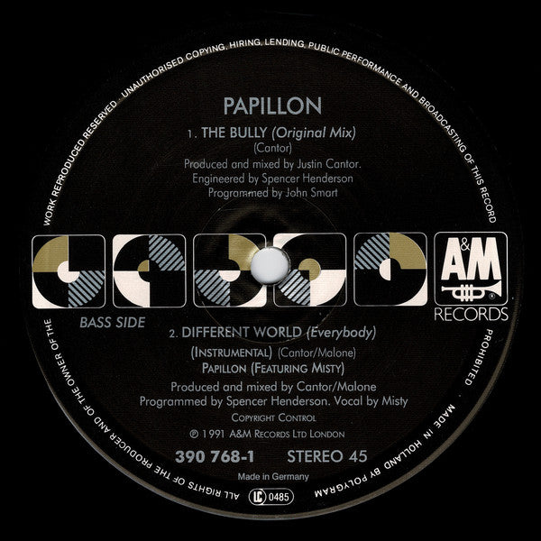 Papillon (2) : Different World (Everybody) / The Bully (12")