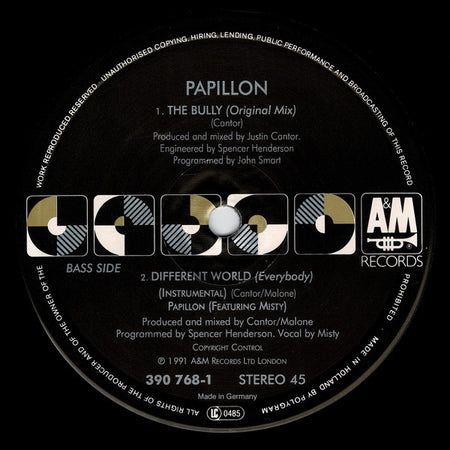 Papillon (2) : Different World (Everybody) / The Bully (12")