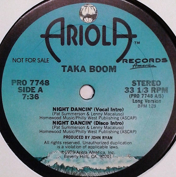 Taka Boom : Night Dancin' (12", Promo)