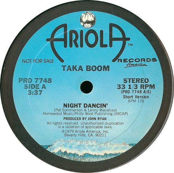 Taka Boom : Night Dancin' (12", Promo)